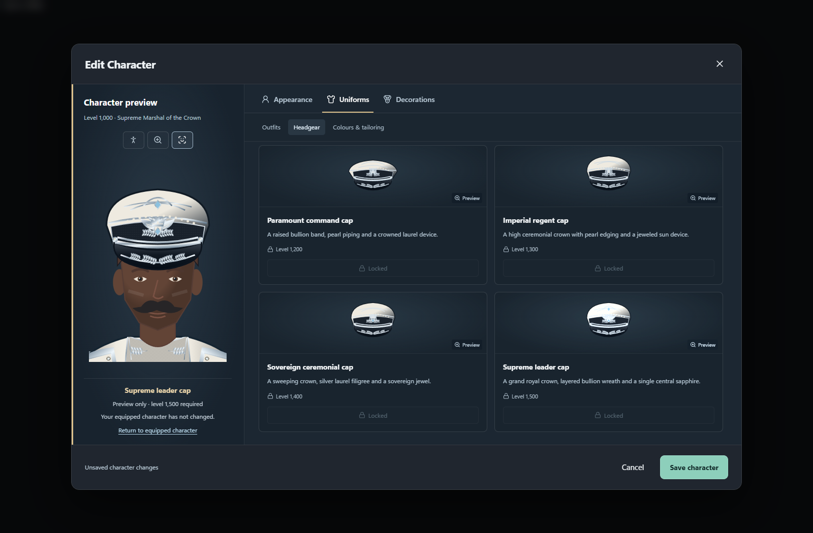 Character customisation in Intermission