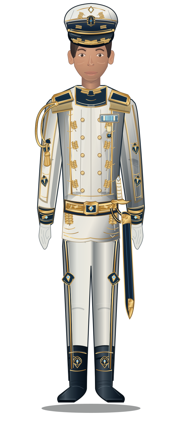 The Grand Archon’s white and gold ceremonial uniform